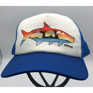Orvis Trucker Hat Blue Mesh Snapback Logo Fish Fishing Fisherman